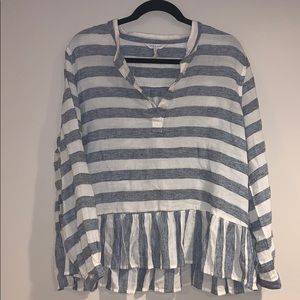 Lucky Brand Striped Peplum Top- Size XL